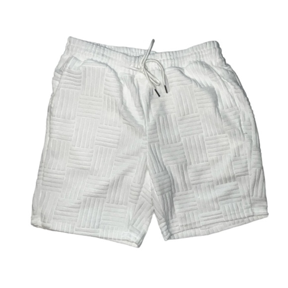 SHEIN Patched Detail Drawstring Shorts Pockets White Men’s Size Small
